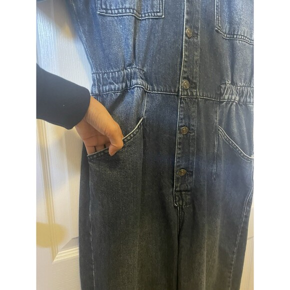 Free People We The Free Marci Denim Jumpsuit Coveralls Sz. Large - Picture 6 of 12